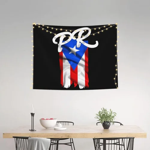 Miniatura 3 de Tapiz decorativo para pared, diseño de bandera de Puerto Rico Pr Puerto Rico Boricua Pride 2, tapiz para colgar en la pared, manteles de arte hippie