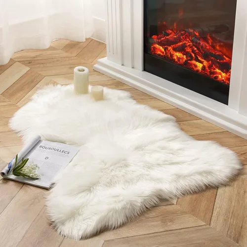 Miniatura 110 de Ashler Home Deco - Tapete de pelo sintético de oveja, mullido, suave, de 2 x 3 pies, lavable a máquina, dormitorio, habitación de los niños, sala
