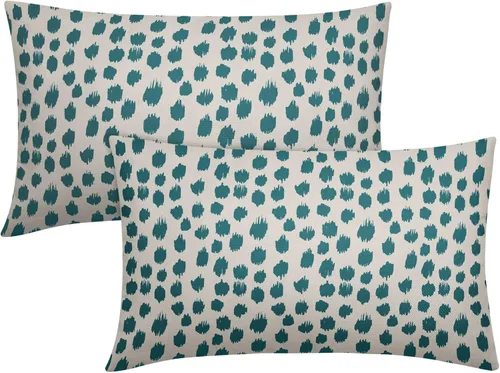 Miniatura 69 de Fundas de almohada marrón y blancas de 18 x 18 pulgadas, juego de 2 almohadas boho grises con lunares, fundas de almohada modernas estampadas