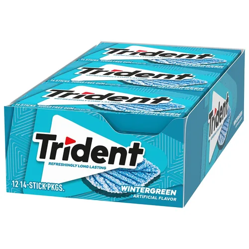 Miniatura 10 de Trident Goma de mascar Wintergreen sin azúcar, 12 paquetes de 14 piezas (168 piezas en total)
