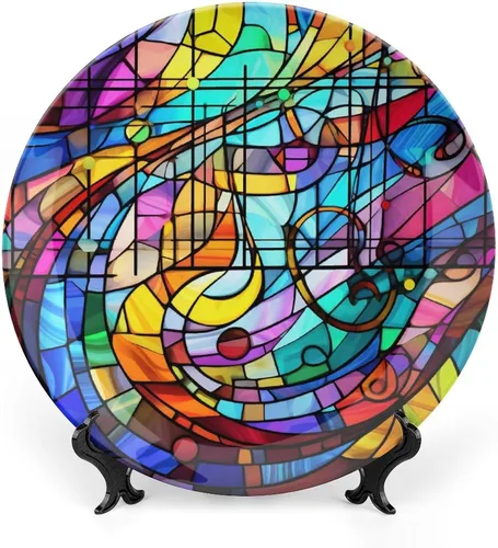 Miniatura 15 de Platos decorativos, pájaro azul y flores, pintura de vitrales, plato de cena de cerámica para el hogar con soporte de exhibición, decoración