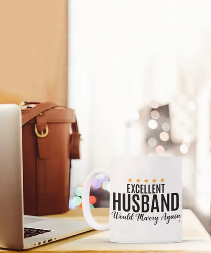Miniatura 4 de ODDITEES Taza de café divertida con texto en inglés «Excellent Husband Would Marry Again», 11 onzas, color blanco