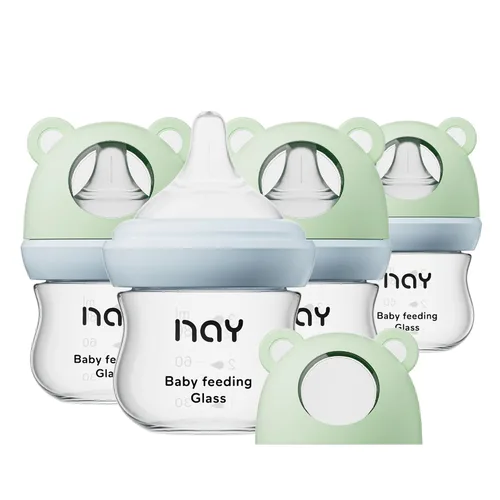 Miniatura 13 de yanyoyo Biberón de vidrio natural para bebés que amamantan, biberón anticólicos de 8 onzas con pezón de respuesta natural (M), transparente, cuello