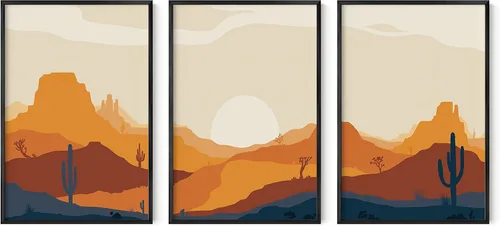 Miniatura 161 de HAUS AND HUES Arte de pared bohemia moderna de mediados de siglo - Arte boho, neutro, decoración de pared con sol (Marco negro, 12x16)
