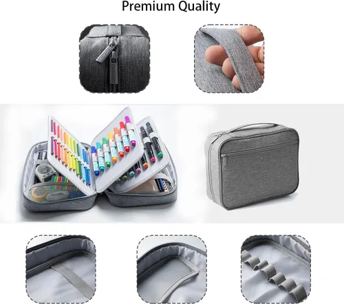 Miniatura 3 de Estuche organizador grande para lápices, tamaño XXL, capacidad extra grande, multifuncional, impermeable, portátil, para artistas, oficina, funda