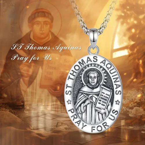 Miniatura 83 de EUDORA Collar de plata de ley 925, San Cristóbal y San Benito, San Miguel, Virgen María, San Judas Tadeo, Cruz de Buen Pastor y Arcángel, Medalla