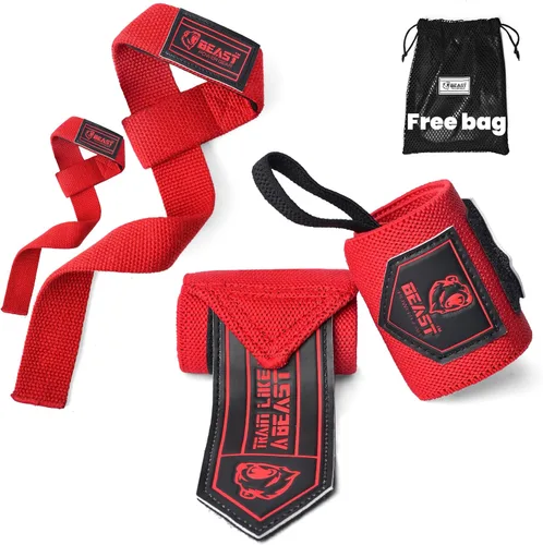 Miniatura 19 de Beast Power Gear Muñequeras para levantamiento de pesas de 18 pulgadas, soporte de muñeca de alta calidad para culturismo, resistente, lazo