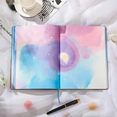Miniatura 6 de SIIXU Cuaderno de Arte Espacial para Escribir, Diario B5 Decorado con 160 Páginas en Blanco Coloridas, Diseño Único de Galaxia en Cada Página