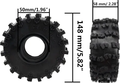 Miniatura 6 de ShareGoo - Neumáticos de goma ShareGoo de 2.2 pulgadas para terreno de barro, súper agarre, neumáticos suaves OD 5.827 in y 2.2 pulgadas, ruedas RC