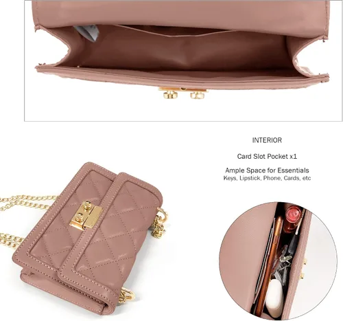 Miniatura 4 de SG SUGU Pequeño bolso cruzado acolchado, mini bolso de hombro de diseñador de moda, cartera de teléfono para mujer