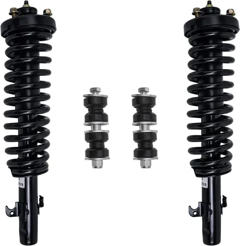 Miniatura 10 de Detroit Axle - Kit de 4 barras estabilizadoras delanteras para Ford F-150 2021 2022 2023 2024, 2 puntales con resorte helicoidal, 2 eslabones