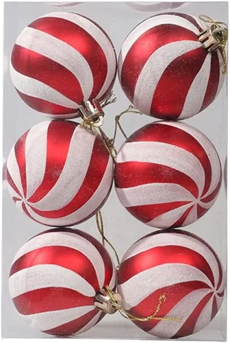Miniatura 9 de Ochine 6 adornos de bola de Navidad, decoración de árbol de Navidad, adornos de remate rojo, decoración colgante inastillable, decoración