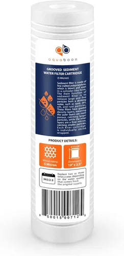 Miniatura 8 de Aquaboon cartucho de filtro de agua de sedimento ranurado, 10 pulgadas x 2.5 pulgadas, para cualquier unidad RO