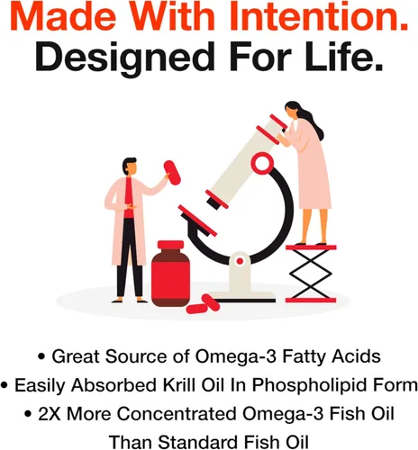 Miniatura 12 de Megared Aceite de pescado omega-3 + aceite de krill de alta absorción 500 mg cápsulas blandas, MegaRed Advanced 4 en 1 (80 unidades en una botella)