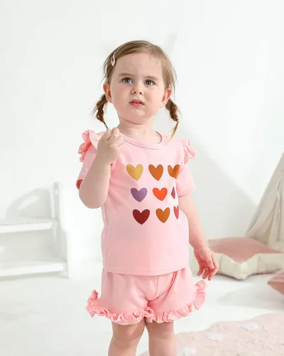 Miniatura 2 de Mioglrie Ropa para bebé niña con volantes y pantalones cortos, conjunto de ropa para niñas pequeñas