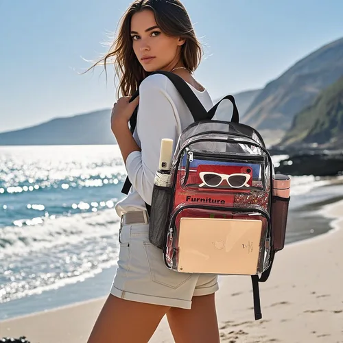 Miniatura 2 de MAY TREE Mochila Transparente Aprobada para Estadios para Mujeres y Hombres, Bolsa Transparente para Eventos, Negro, Grande