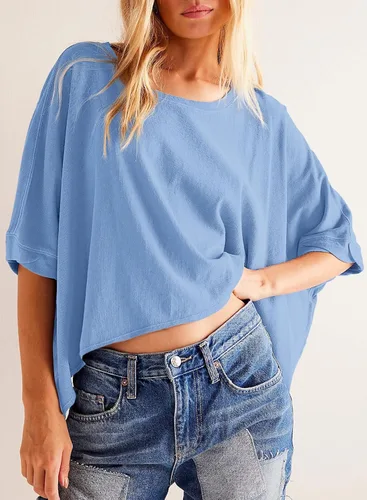 Miniatura 2 de Dokotoo Camisetas de verano 2024 para mujer, camisetas sueltas de gran tamaño, camisetas básicas
