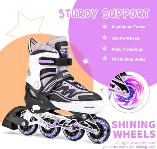 Miniatura 4 de 2PM SPORTS - Patines en línea Cytia para niñas, ajustables, con ruedas iluminadas, rosa, con ruedas con luces, patines divertidos y parpadeantes