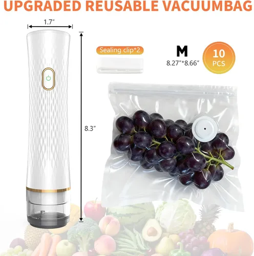 Miniatura 5 de Sellador al Vacío para Alimentos – Mantiene los Alimentos Frescos hasta 10 Veces Más Tiempo, Inalámbrico y Recargable con Fuerte Succión