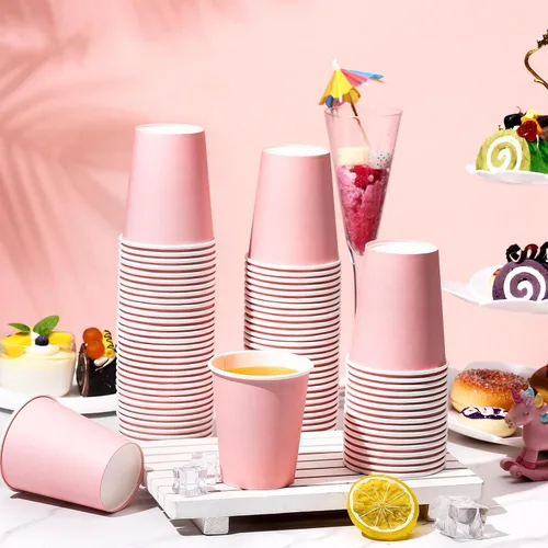 Miniatura 2 de Lallisa 200 vasos de papel desechables de 9 onzas para café, para té, bebidas, bebidas calientes, bebidas frías, revelación de género, Día