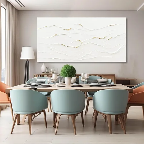 Miniatura 7 de WINKAILIN Pintura blanca, ilustraciones decorativas simples de 29 x 58 pulgadas, arte abstracto de pared para sala de estar, decoración moderna