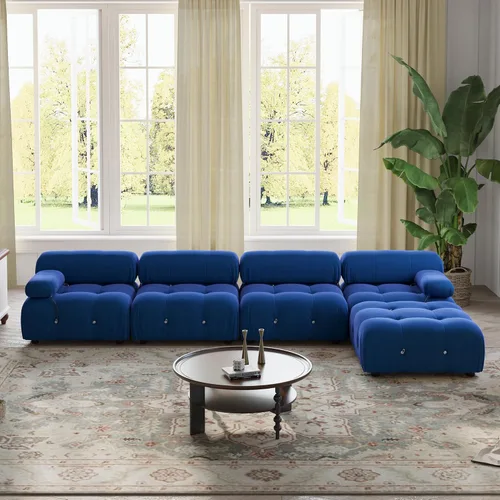 Miniatura 24 de WJShome Sofá modular modular de 103.95 pulgadas, sofá convertible de terciopelo de 3 plazas minimalista para sala de estar, sofá moderno y grande