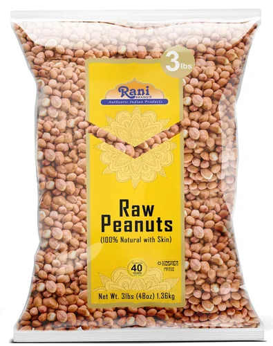 Miniatura 15 de Cacahuetes Rani, enteros crudos con piel (sin cocer, sin sal) 80 onzas (5 libras) 5.0 lbs a granel ~ Todo natural Vegano Kosher Apto