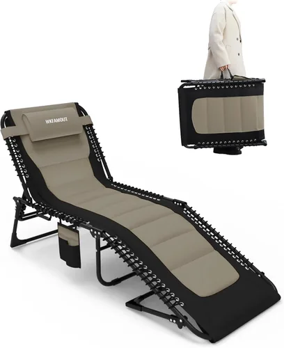 Miniatura 9 de Sillón plegable para exteriores acolchado para adultos de 264 libras, tumbona de patio para exteriores, silla de playa reclinable ajustable de 5