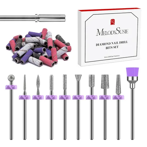 Miniatura 12 de MelodySusie Juego de 10 brocas de uñas de 3/32 pulgadas de diamante para taladro de uñas, herramientas de eliminación de pedicura para uñas de gel