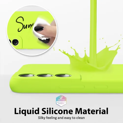 Miniatura 4 de oakxco Funda para teléfono Samsung Galaxy S22 de silicona líquida, color sólido brillante fluorescente, bonita funda protectora delgada de goma