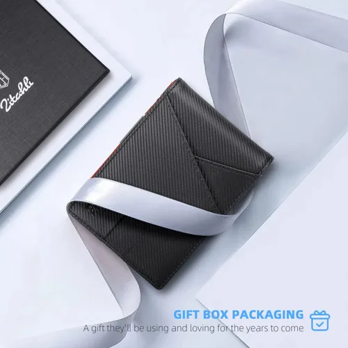 Miniatura 74 de Zitahli - Billeteras delgadas RFID para hombres, billetera de cuero flexible con clip de dinero, cartera minimalista con bolsillo frontal