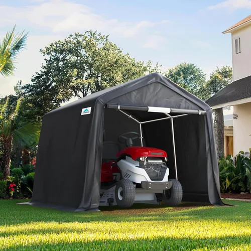 Miniatura 9 de ADVANCE OUTDOOR Cobertizo de almacenamiento portátil para exteriores de 6 x 8 pies con 2 puertas enrollables con cremallera y rejillas
