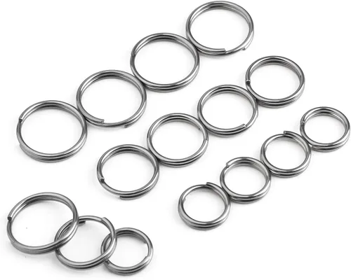 Miniatura 7 de FEGVE Llaveros de titanio, anillos divididos, llaveros pequeños no magnéticos, anillos de salto, 15 piezas, mezcla de 10/12/0.551 in, Negro