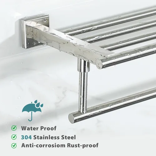 Miniatura 6 de Alise Toallero de 20 pulgadas para baño montado en la pared, toallero de baño con barra de torre, toalleros dobles para baño, soporte de toallas