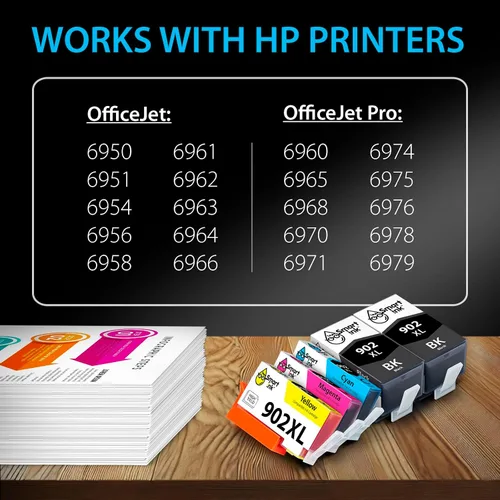 Miniatura 3 de Smart Ink Cartucho de tinta de repuesto compatible para HP 902XL 902XL (2 Black XL & C/M/Y XL 5 Combo Pack) para usar con impresoras Officejet Pro