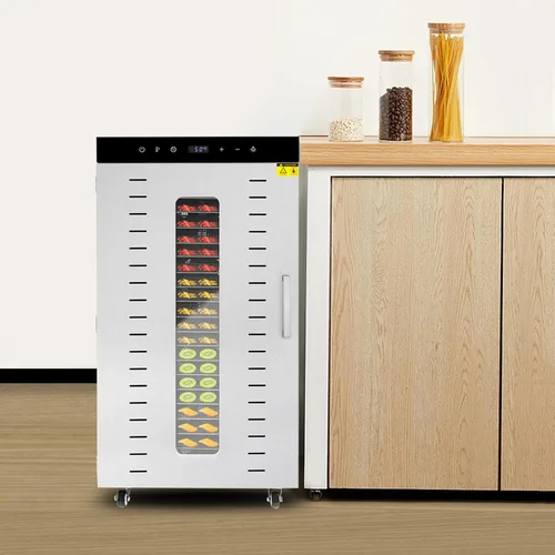 Máquina deshidratadora de alimentos eléctrica comercial con ruedas, 1700 W, 20 bandejas, deshidratador de alimentos de acero inoxidable para carne,