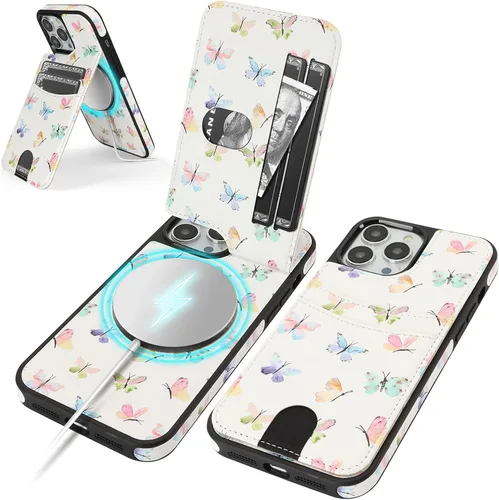 Miniatura 34 de SkyEagle Funda compatible con Magsafe para iPhone 13 Pro Max con soporte para tarjetas, función atril, bloqueo RFID, ranuras para tarjetas