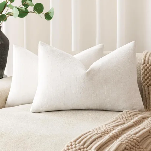 Foindtower - Paquete de 2 fundas de almohada decorativas, cuadradas, cómodas, unicolor, suaves, lumbares, estilo rústico neutro, para sofá, sillón,