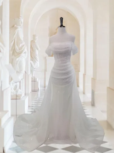 Miniatura 5 de Cadoly Vestidos de fiesta de sirena con lentejuelas para mujer, vestidos brillantes con hombros descubiertos y vestidos de noche para boda