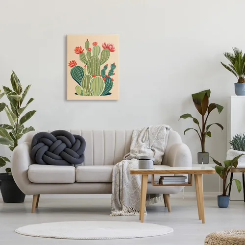Miniatura 3 de Stupell Industries Lienzo decorativo para pared, diseño de flores de cactus caprichoso, diseño de Ziwei Li