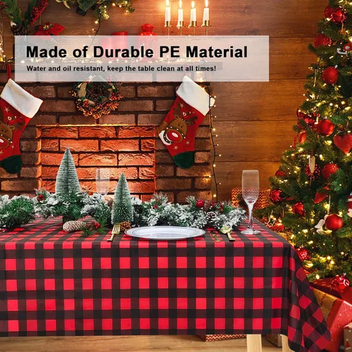 Miniatura 101 de Paquete de 6 manteles de plástico desechables azules y blancos a cuadros, manteles de plástico azules para fiestas, 54 x 108 pulgadas impermeables