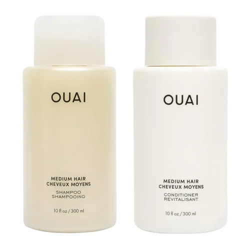 OUAI Juego de champú y acondicionador para cabello normal - Champú y acondicionador sin sulfatos para mujeres y hombres - Elaborado con queratina,