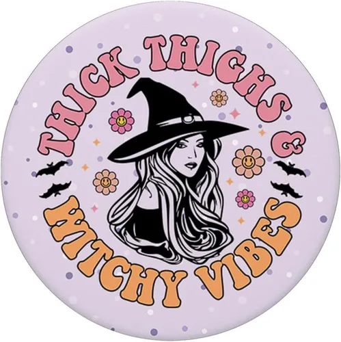 Miniatura 3 de Cute Thick Thighs And Witchy Vibes Halloween PopSockets PopGrip intercambiable