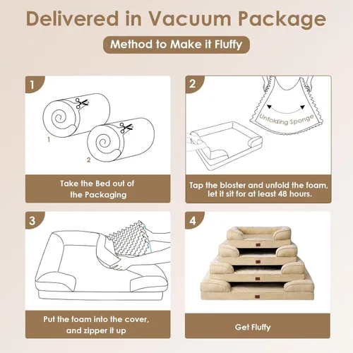 Miniatura 50 de EHEYCIGA – Cama ortopédica impermeable para perros pequeños, de espuma viscoelástica tipo caja de huevos, con bordes elevados y base antideslizante