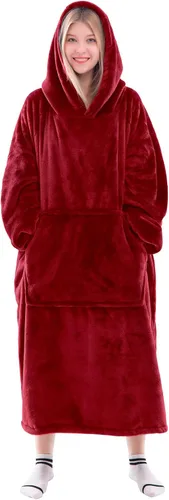 Miniatura 37 de Waitu - Sudadera tipo manta, para regalar a hombre o mujer, muy cálida y acogedora, gigantesca, con capucha, de gruesa franela, con mangas y un Negro
