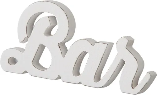 Miniatura 6 de Letreros rústicos de barra de café para la pared del bar del hogar de 9 pulgadas, decoraciones de barra blanca envejecida, cosas geniales de cueva