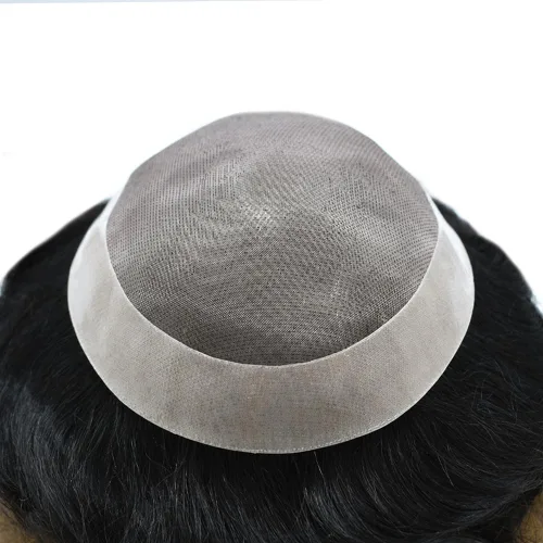 Miniatura 4 de Toupee para hombres Cabello humano real para hombre Toupee Hair Piece para hombres Fine Mono Men Sistema de cabello Poly Skin Sistema de cabello