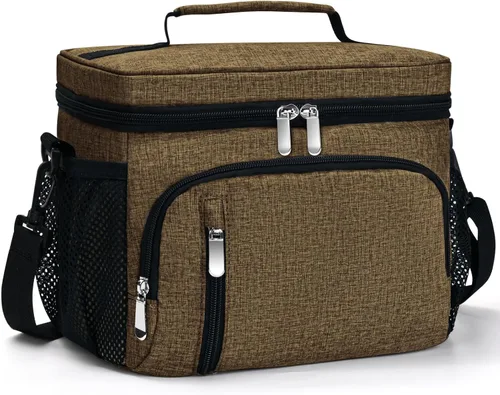 Miniatura 31 de Lonchera para Hombres, Bolsa de Almuerzo con Doble Aislamiento Reutilizable a Prueba de Fugas Bolsa Refrigeradora Portátil Bolsa de Comida para Negro