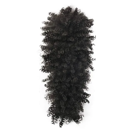 Miniatura 4 de Aisaide Cola de caballo afro Mohawk alta con flequillo sin cordón, extensión de cola de caballo corta rizada sin cordón, clip sintético en moño