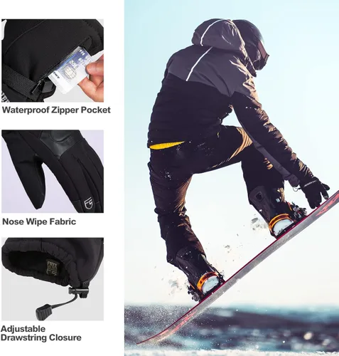 Miniatura 5 de FREE SOLDIER Guantes de esquí de nieve con pantalla táctil impermeables para hombres y mujeres, guantes de snowboard de invierno 3M Thinsulate